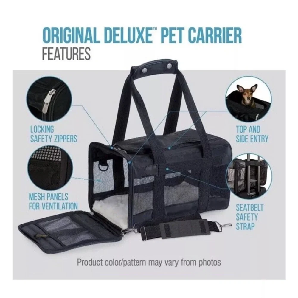 Sherpa Original Deluxe Pet Travel Carrier. Size Large Black Lattice Item#5554
